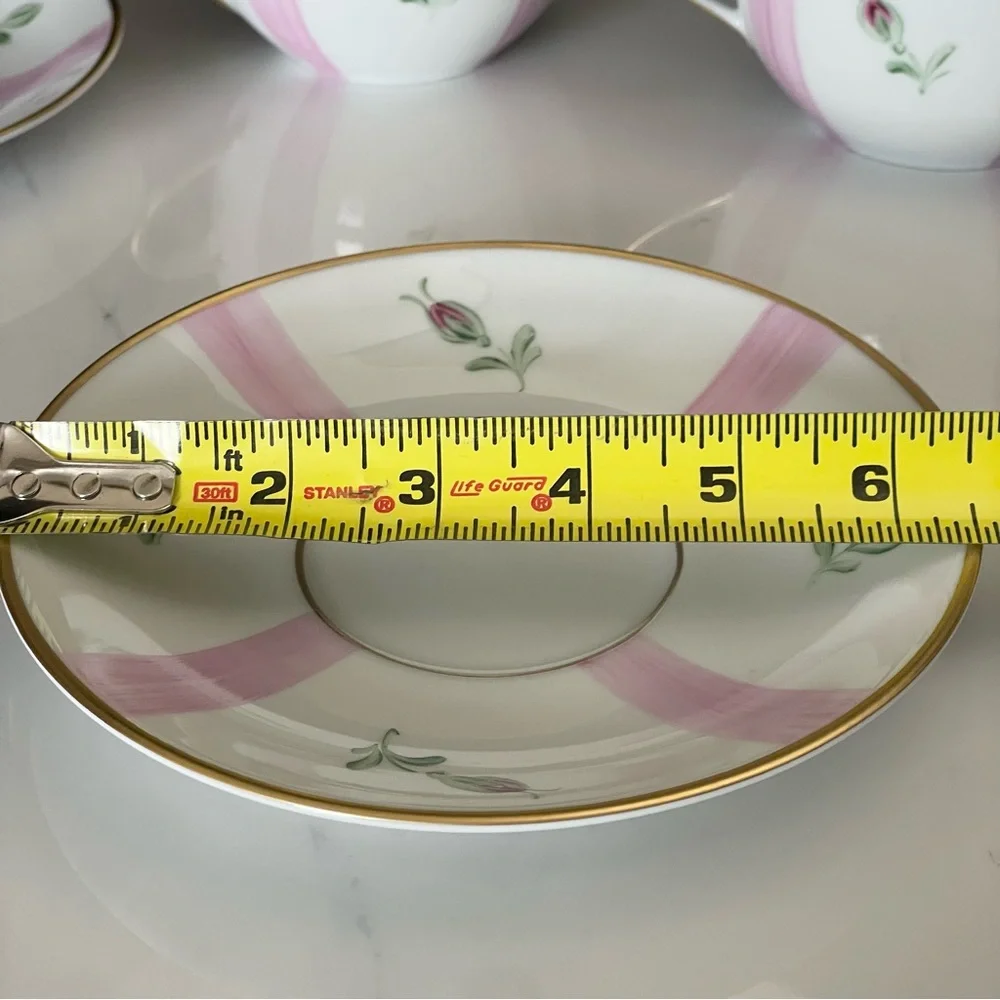 SET of 2 Pink Rose Breakfast Cups & Saucers - Marie Daage Limoges
